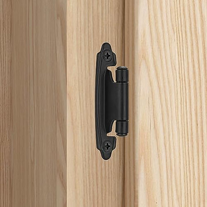 Matte Black Cabinet Hinges, 3/8” Inset, 4 Pack - color: Matte Black, size: 3/8 Inch Inset