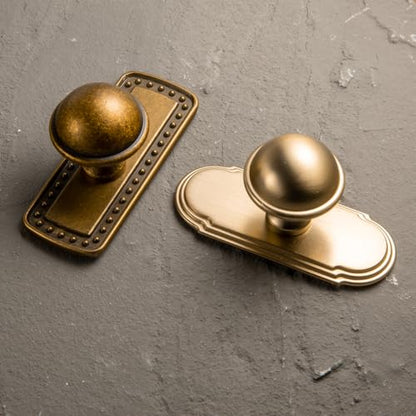 6Pack Champagne Bronze Cabinet Knobs with Backplate Drawer knobs - color: Champagne Bronze, style: Orbit Rim