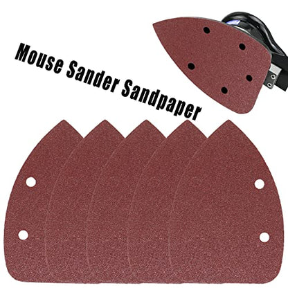 60 Pcs 80 Grit Mouse Detail Sander Sandpaper, Aluminum Oxide Mouse Sander Pads 5 Hole Palm Sander Pads Sanding Sheets for 140mm Mouse Sander - size: 80 Grit