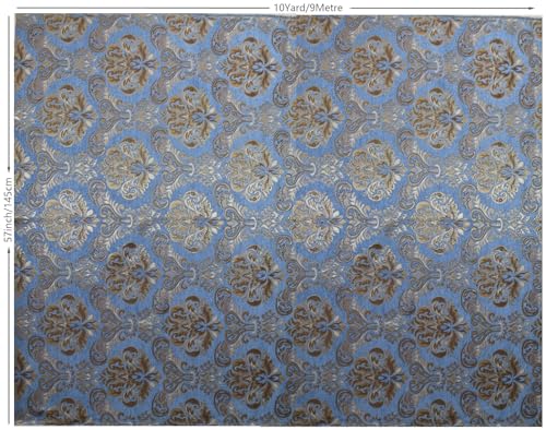 TinaKim Upholstery Fabric, Damask Chenille, for Recover Furniture Chairs Couch Material (Blue, 10 Yard) - color: Chenille Damask Blue, size: 10 yard pre cut