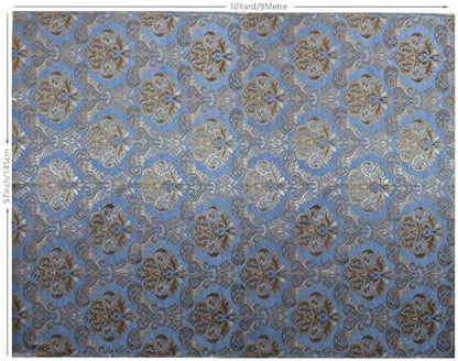 TinaKim Upholstery Fabric, Damask Chenille, for Recover Furniture Chairs Couch Material (Blue, 10 Yard) - color: Chenille Damask Blue, size: 10 yard pre cut