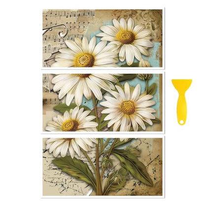Peacoblue Retro Daisy Scrapbook Rub On Transfers for Furniture Craft 6"x12" - style: Vintage Daisy Scrapbook