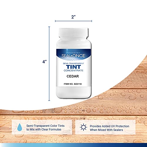 Seal-Once Semi-Transparent Color Tints - Cedar Liquid Wood Treatment - Multi-Surface Concentrate in a Bottle - color: Cedar