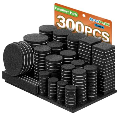 Furniture Pads 300 Pack Furniture Felt Pads for Hardwood Tile Floors, Black - size: Black