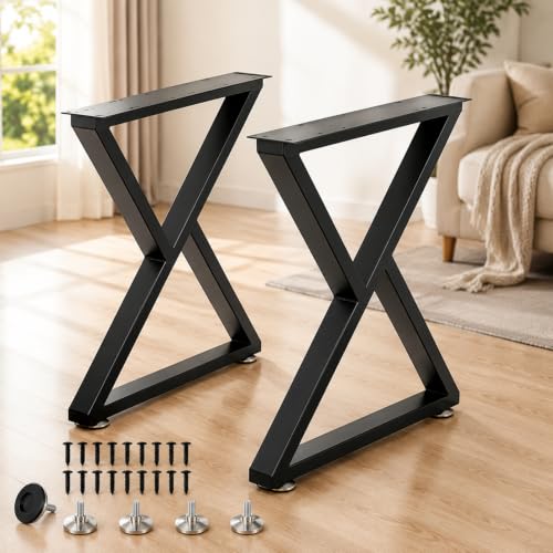 TIEOU Metal Table Legs 28 Inch Desk Legs Heavy Duty Industrial Black Table Legs Z Shape Table Legs DIY Table Legs,Furniture Legs(H28”xW24”,Set of 2) - color: Z-shape, size: H28"xW24"