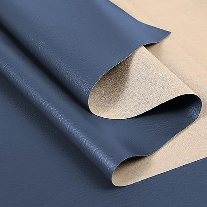 Marine Vinyl Upholstery Faux Leather Fabric, 1 Yard Navy Blue - color: Navy Blue, size: 1 Yard 55" x 36" (Pre-cut)