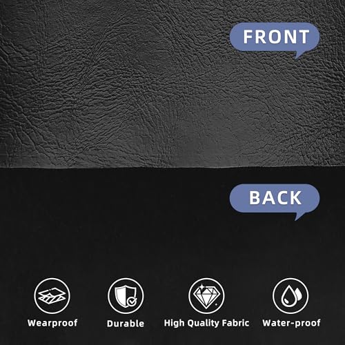 Leather for Furniture,Black Vinyl Faux Leather Sheets - color: Oil Wax Black, size: 1/3 Yard