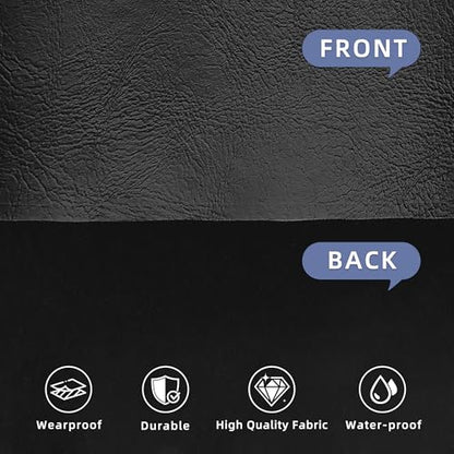 Leather for Furniture,Black Vinyl Faux Leather Sheets - color: Oil Wax Black, size: 1/3 Yard