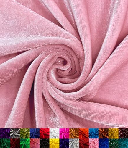 Barcelonetta | Stretch Velvet Fabric | Luxury & Soft | Velvet Fabric | 60" Wide Roll | 10% Spandex | Sewing, Apparel, Upholstery (Light Pink, 1 Yard) - color: Light Pink, size: 1 Yard