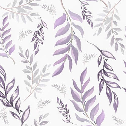 Laatse Light Purple Leaf Floral Wallpaper Peel and Stick 17.5"x393" - color: Purple&White, size: 17.5" x 393"