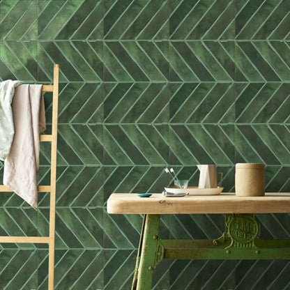 STICKGOO Herringbone Peel and Stick Backsplash, Green, 10 Sheets - color: Green, size: Pack of 10