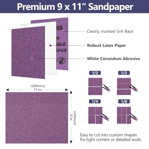 10-Sheet Premium White Corundum Wet Dry 800 Grit Sandpaper - size: 9 x 11 Inch, style: 800 Grit