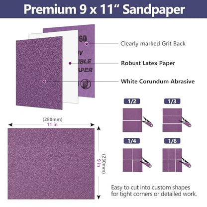 10-Sheet Premium White Corundum Wet Dry 800 Grit Sandpaper - size: 9 x 11 Inch, style: 800 Grit
