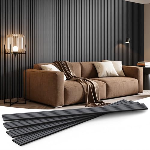 INMOZATA Soundproof Wood Slat Wall Panels, 4 Pack 94.5" x 7.9", Black - color: Matte Black, size: 94.5"x7.9”