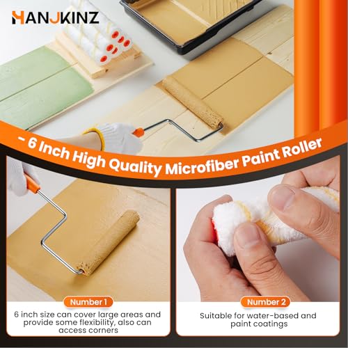 6 Inch Small Microfiber Paint Roller Kit, 9 Pcs