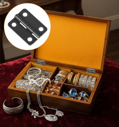 50 Sets Small Hinges for Crafts, 1In Stainless Steel Mini Hinges for Wooden Box Hinge for Jewelry Box, Miniature Folding Butt Hinge Hardware Ideal for DIY Crafts, Small Jewelry Cabinets Making, Black