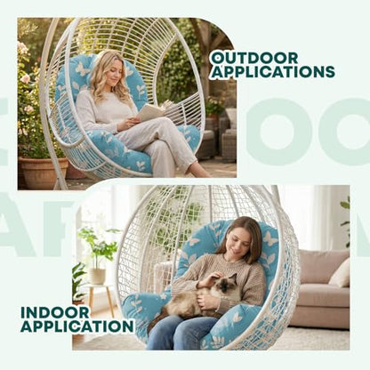 Hanging Egg Chair Cushion 47x35x7 Inches Waterproof Blue Butterfly - color: Blue Butterfly