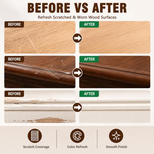 2Pcs Wood Repair Paste For Furniture and Floor,Easy Wooden Furniture Repair Kit,Quickly Repair Scratches and Dents on Wooden Furniture,Suitable For Doors,Floors,Cabinets(White,Brown)
