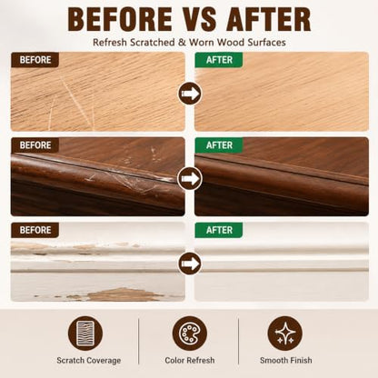 2Pcs Wood Repair Paste For Furniture and Floor,Easy Wooden Furniture Repair Kit,Quickly Repair Scratches and Dents on Wooden Furniture,Suitable For Doors,Floors,Cabinets(White,Brown)
