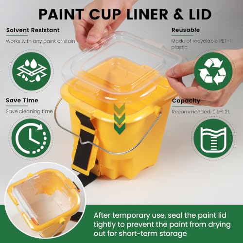 Voomey 20 Pack Hand Held Paint Bucket and 4 Inch Roller Kit - size: 20 Pcs Hand Held Paint Bucket Kit