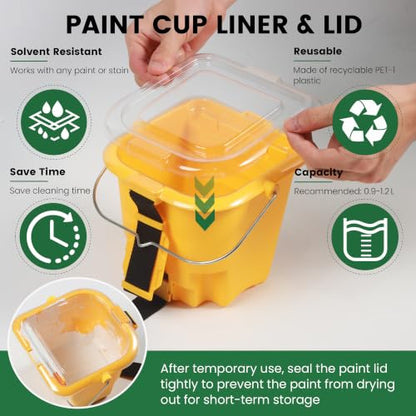 Voomey 20 Pack Hand Held Paint Bucket and 4 Inch Roller Kit - size: 20 Pcs Hand Held Paint Bucket Kit