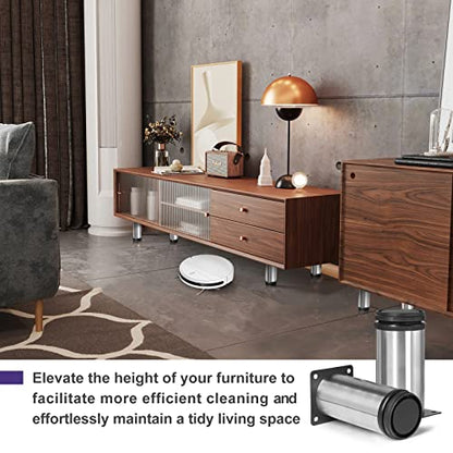 Stainless Steel Adjustable Furniture Legs 4 Inch - Silver - 8pcs - color: Silver, size: 4"