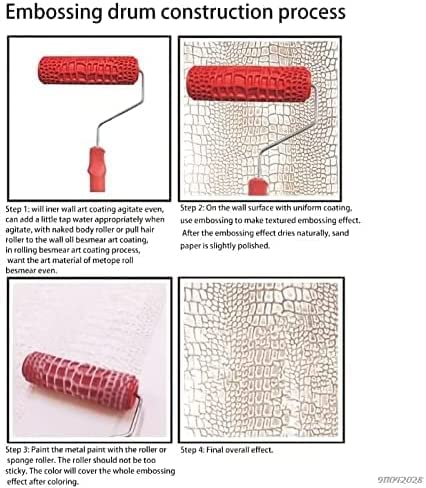 Utoolmart 7" Home Wall Rubber Paint Roller 175mm Wooden Grain Painting Roller with Plastic Handle 1Pcs - size: EG045T