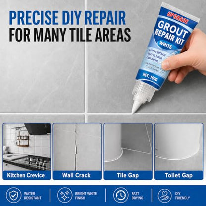Tile Grout Repair Kit, 2 Pack Fast Drying Grout Sealer Tube
