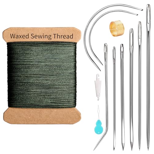 Waxed Thread 32 Yard 0.55mm Round Heavy Duty Leather Thread - color: Green