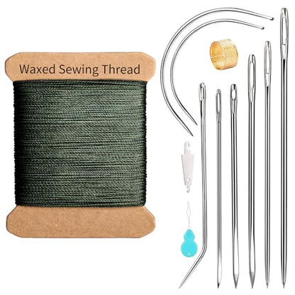Waxed Thread 32 Yard 0.55mm Round Heavy Duty Leather Thread - color: Green