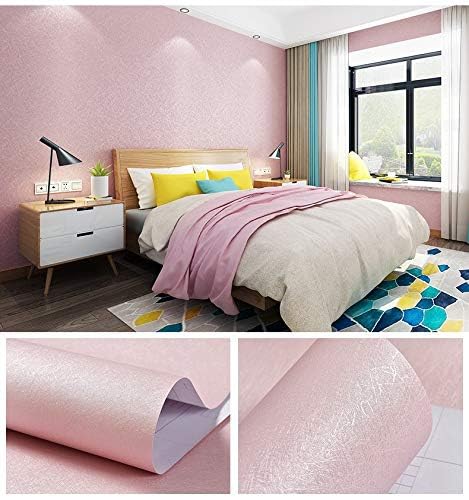 MelunMer Pink Silk Wallpaper Peel and Stick Removable Textured 15.7"x393" - color: Pink, size: 15.7" x 393"
