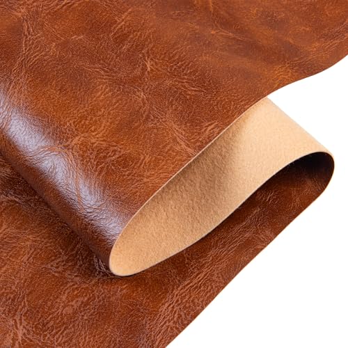 Faux Leather Fabric Sheet, 12 x 54 Inches, Texture Synthetic Material for DIY Crafts, Leather earings,Upholstery, Automotive, Sofa Projects Individual 1/3 Yard Cut (Brown, 1/3 Yard) - color: Brown, size: 1/3 Yard