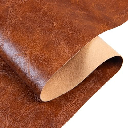 Faux Leather Fabric Sheet, 12 x 54 Inches, Texture Synthetic Material for DIY Crafts, Leather earings,Upholstery, Automotive, Sofa Projects Individual 1/3 Yard Cut (Brown, 1/3 Yard) - color: Brown, size: 1/3 Yard