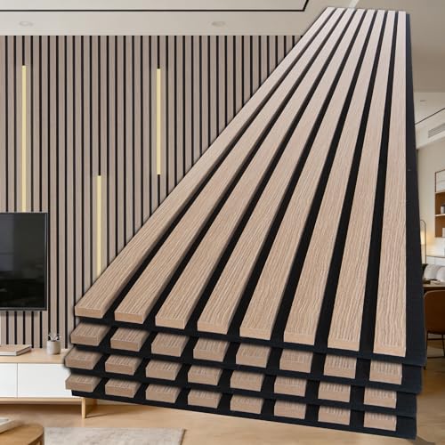 NeatiEase Wood Panels for Wall, 4-Piece 120" x 12.6" Soundproof Wood Slat Wall Panel for Interior Wall Decor Noise Cancelling, Acoustic Wall Panels, Sound Absorbing Panel (Rustic Oak) - color: Oak, size: 120" x 12.6"