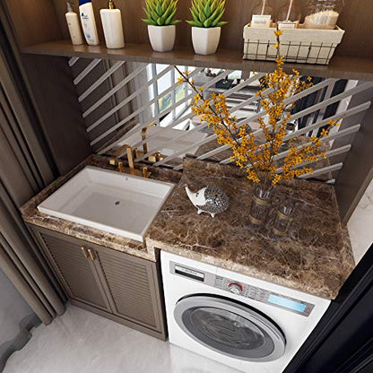 Burgeliy Peel and Stick Waterproof Wallpaper15.8×196in Vinyl Wrap Protector Auto Modification Tint Film Dark Brown Marble Shiny Granite for Kitchen Countertops Table Desk Furniture Self Adhesive Film - size: 15.8"W x 80"L