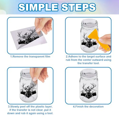 GLOBLELAND 18 Sheets Forest Mountains Silhouette Transfer Stickers 3.9x3.6inch Forest Camping Transfer Decal Rub on Transfer for Cup Decal Vase Glass Art Crafts Decorations - style: Forest Mountain