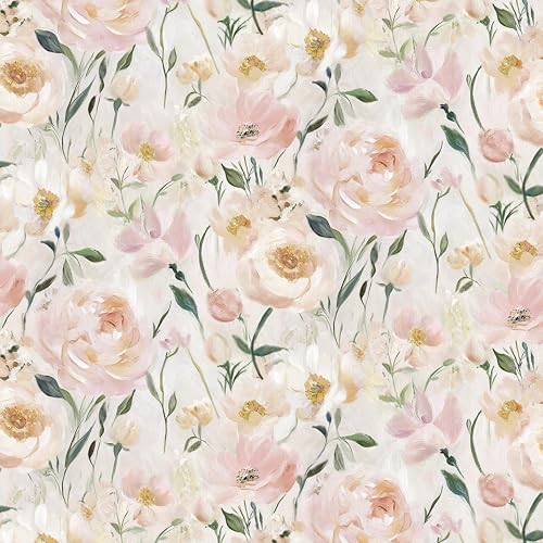 Heroad Floral Wallpaper Pink Flower Peel and Stick Wallpaper Peony Contact Paper Removable Self Adhesive Wall Paper for Bedroom Cabinets Bathroom Girl Nursery Living Room Vinyl Rolls 17.3''x 78.7'' - color: Pink and Green, size: 17.3" x 78.7"