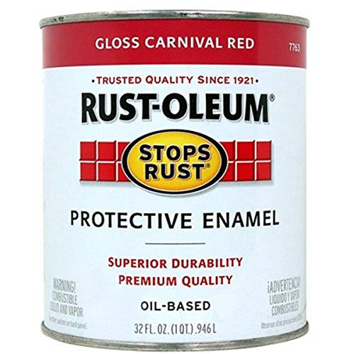 Rust-Oleum Stops Rust Brush On Protective Enamel Paint, Gloss Carnival Red - color: Gloss Carnival Red, size: 32 Fl Oz (Pack of 1)