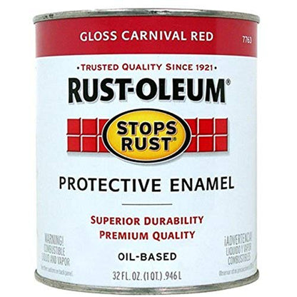 Rust-Oleum Stops Rust Brush On Protective Enamel Paint, Gloss Carnival Red - color: Gloss Carnival Red, size: 32 Fl Oz (Pack of 1)