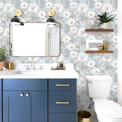 Nukofal Floral Wallpaper Peel and Stick Dandelion Contact Paper 16.9"x118" - color: Dandelion, size: 16.9" x 118.1"