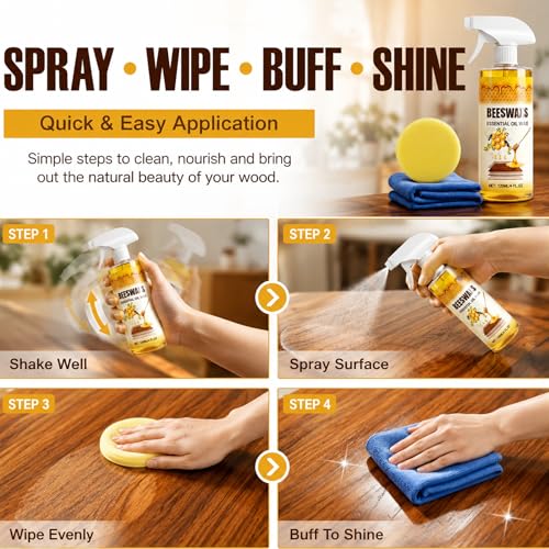 2PACK Beeswax Wood Polish, Bees Wax Furniture Polish and Cleaner, Beeswax Spray for Furniture & Floors, Wood Polish Cleaner, Restores Shine, Multi-Purpose Natural Beeswaxs Essential Oil Wax - color: 2 PACK