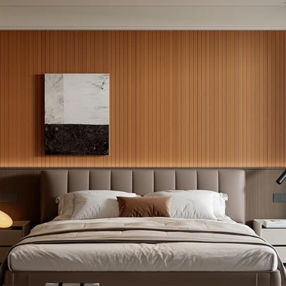 YU LI 3DH Peel and Stick PVC Slat Wall Panel 236"x15.75" Self-Adhesive Thick Faux Walnut Wood Grain Wallpaper Panel 3D Soundproof Wall Panels for Walls & Ceilings - color: Walnut, size: 15.8" x 236"