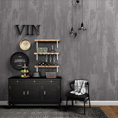 TOTIO Silver Grey Stained Plaster Contact Paper Smoky Gray Peel and Stick Wallpaper 16x354inch Air Guide Slot Design Matte Thick Self-adhesive Waterproof Vinyl Wrap Modern Industrial Style Wall Sticks - color: Light Gray, size: 16" x 354"