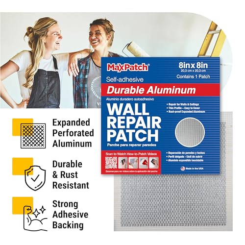 MaxPatch® 6 in. x 6 in. Aluminum Self-Adhesive Wall Repair Patch (3-Pack) – Expanded Perforated Rust-Resistant Aluminum with Strong Adhesive Backing for Interior Wall Repairs