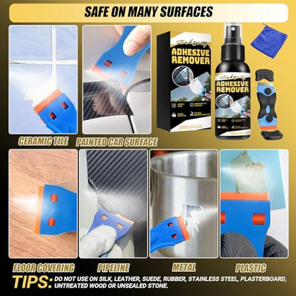 Adhesive Remover Spray, 100ml Glue Remover with Scraper Tool and Cloth