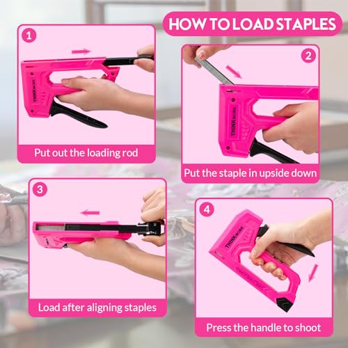 THINKWORK Light Duty Staple Gun - Upholstery Staple Gun for Wood - color: Pink