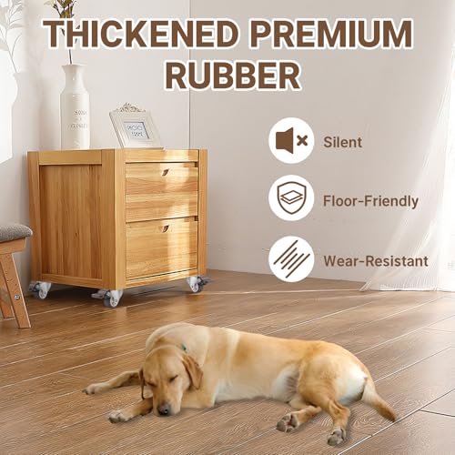 W B D WEIBIDA 1 Inch Rubber Casters Wheels for Furniture, Plate Swivel Casters Set of 4, Low Profile Casters with Brakes, Soft and Non-Skid Wheels for Bins, Bottom Storage Box, Furniture - size: 1IN TPR