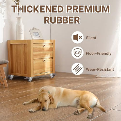 W B D WEIBIDA 1 Inch Rubber Casters Wheels for Furniture, Plate Swivel Casters Set of 4, Low Profile Casters with Brakes, Soft and Non-Skid Wheels for Bins, Bottom Storage Box, Furniture - size: 1IN TPR
