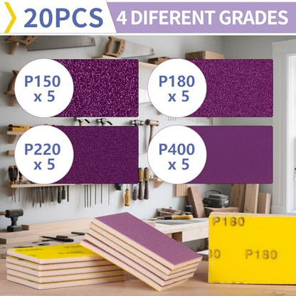20Pcs Sanding Sponge 150 180 220 400 Grit Wet Dry Soft Foam Block - size: 20pcs Mix Grit, style: Ceramic Sand