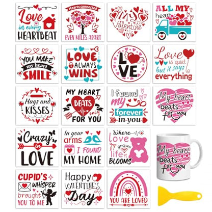 Peacoblue Valentine Quotes Rub On Transfers for Craft, Transfer Sticker - style: Valentine's Day Romantic Text